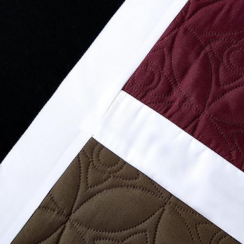 Chezmoi Collection Bernard 7-Piece California King Bed in a Bag Comforter Set with Sheets - Lightweight Comforter Burgundy Black Brown Patchwork Quilted Medallion Bedding Set for All Season Chezmoi Collection