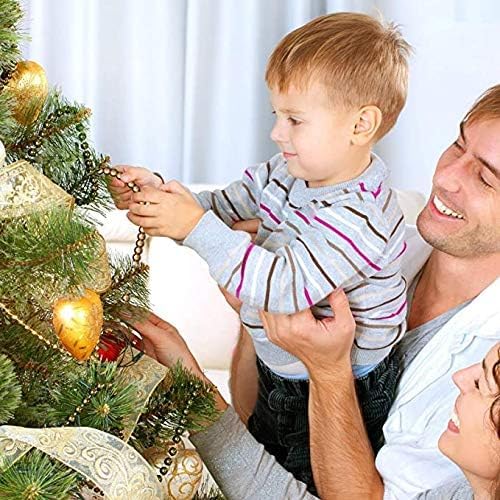 Christmas Wooden Bead Garland Wood Bead Garland Christmas Tree Decorations for Christmas Holiday Favors, 12 Feet (Gold) AMDX