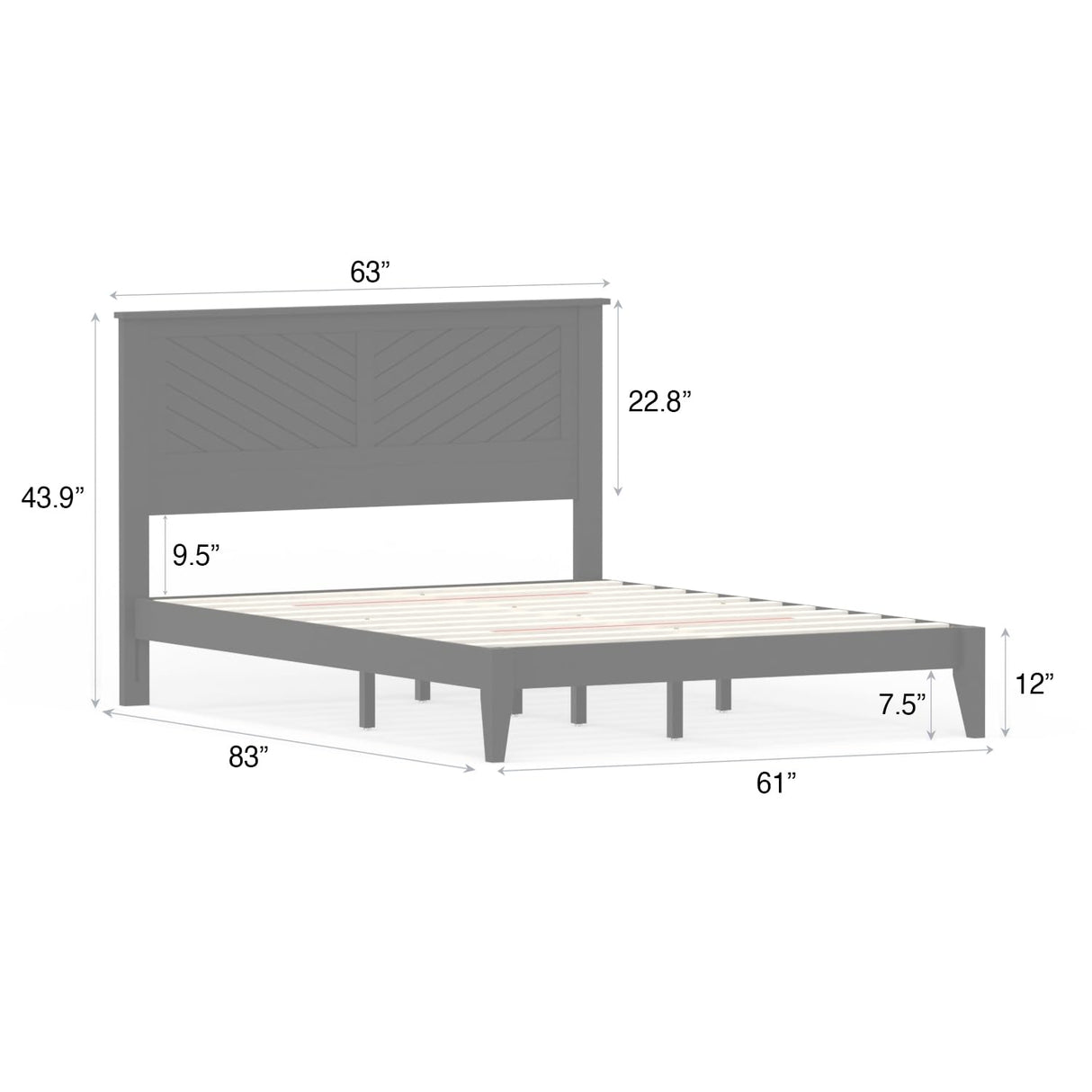 Serene Farmhouse Style Wood Bed Frame in Queen Size with Chevron Scoring Headboard, Coastal Modern Design, Sturdy, Easy Assembly, Ample Underbed Storage, White Finish ComfIQ