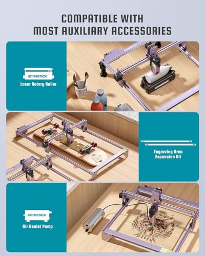 ATOMSTACK A5 Pro Desktop Laser Engraver, 5W Ultra-Fine Compressed Spot Laser Engraving & Cutting Machine with All-Metal Frame, Fixed Focus, for Wood, Metal, Acrylic, Leather & DIY Craft Projects ATOMSTACK
