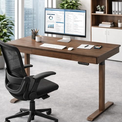 ERGO COLLECT Dual Motor Standing Desk Frame with Oval Legs, Electric Adjustable Sit Stand Desk Base for up to 70.8"x31.5" Table Tops, Sturdy Computer Desk Frame for Home Office Workstation (Walnut) ERGO COLLECT