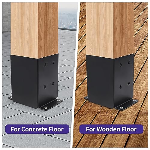 Nrspp 4x4 Post Base 8 Pcs,(Inner Size3.5"x3.5")Wood Fence Pergola Post Bracket, Black Powder Coated Post Anchor,Deck Post Base Support Base Plate Pergola Brackets Fence Kit… Nrspp