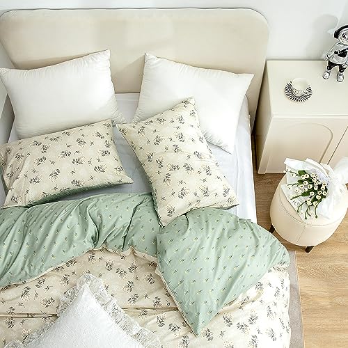 Jane yre Floral Duvet Cover Queen, Brushed Microfiber 3 Pieces Floral Bedding Set Queen, Garden Style Flower Pattern Flower Queen Duvet Cover, with Zipper Closure, Luxury Soft Breathable Comfy Jane yre