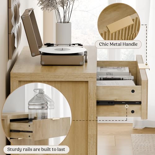 Lulive Fluted Buffet Cabinet with Storage Sideboard Cabinet Adjustable Shelves for Kitchen Living Room, Kitchen, Entryway Lulive