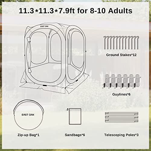 East Oak Screen House Tent Pop-Up, Portable Screen Room Canopy Instant Screen Tent 12 x 12 FT with Carry Bag for Patio, Backyard, Deck & Outdoor Activities, Beige EAST OAK