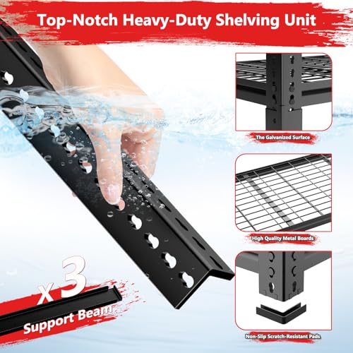 Storage Shelves, Garage Shelving Heavy Duty 2800 LBS Capacity, 48"L x 18"W x 72"H Adjustable Metal Shelving Organizer Wire Rack, 5 Tier Utility Shelf Unit for Pantry Closet Warehouse Organization MODCART