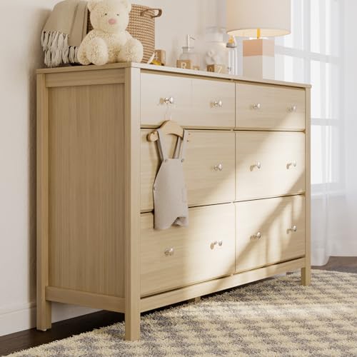 Storkcraft Horizon 6 Drawer Dresser (Driftwood) – GREENGUARD Gold Certified Dresser for Nursery & Kids’ Room, Modern Storage with Interlocking Drawer System Storkcraft