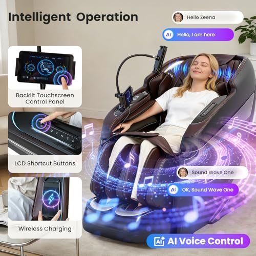 KTENTITO 4D Music Rhythm Massage Chair Full Body, 2026 Unique Sonic Resonance Zero Gravity SL-Track Shiatsu Recliner with Knee Heating Blanket AI Voice Bluetooth Foot Roller Body Scan Airbags G9 Black KTENTITO