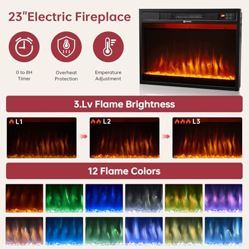 oneinmil 70" Fireplace TV Stand, Electric Fireplace with Mantel, Modern Entertainment Center with Open Storage, Remote Control, Adjustable Flame, Fire Place TV Stand for Living Room, Bedroom Oneinmil