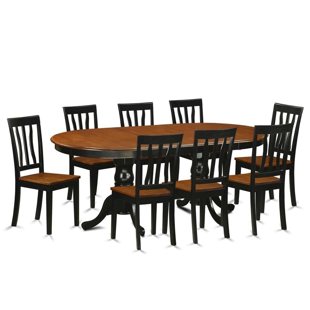 Furnifact 9-Piece Dining Table Set – Solid Wood 8 Seater Dining Room Table Set with 8 Chairs, Black and Brown Finish, Ideal for Large Family Gatherings Furnifact