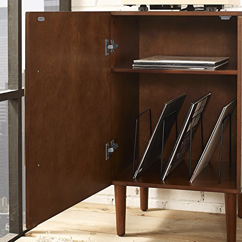 Crosley Furniture Everett Record Player Stand with Storage for Vinyl Records, Mahogany Crosley