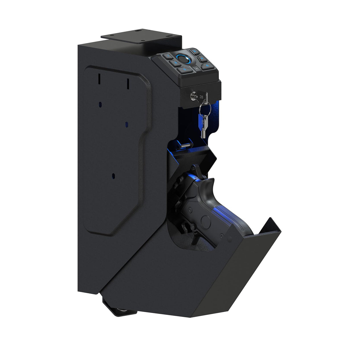 VERPROOF Biometric Gun Safe for Handgun Drop Down Pistol Safe, Smart Pistol Safe with Fingerprint, PIN Code, Key Access for Nightstand, Desk, Bedside, Low-Vis Mode, Type-C Power VERPROOF