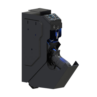 VERPROOF Biometric Gun Safe for Handgun Drop Down Pistol Safe, Smart Pistol Safe with Fingerprint, PIN Code, Key Access for Nightstand, Desk, Bedside, Low-Vis Mode, Type-C Power