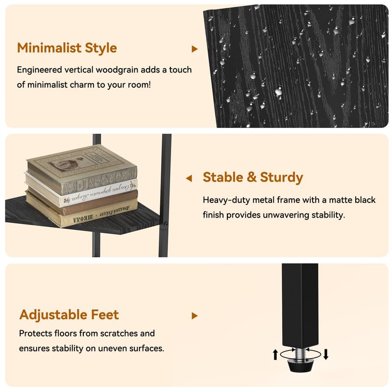 Under Pedestal Sink Shelf, 2 Pack Under Sink Organizers and Storage, 3-Tier Pedestal Under Sink Storage Bathroom Vanity, Corner Shelf Stand for Bathroom, Kitchen, Living Room, Black CADUKE