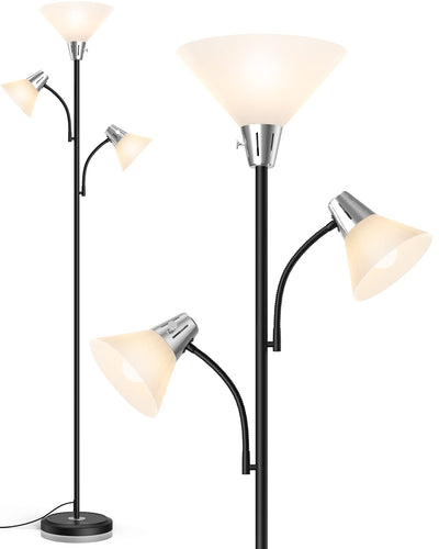 LEPOWER Floor Lamp, Standing Lamp with Replaceable 3000K Energy-Saving, Lamp for Living Room with Adjustable Reading Lights, Modern Bright Floor Lamp for Bedroom, Living Room, Office