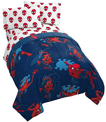 Jay Franco Marvel Spiderman Spidey Daze 5 Piece Queen Bed Set - Includes Reversible Comforter & Sheet Set Bedding - Super Soft Fade Resistant Microfiber (Official Marvel Product) Jay Franco
