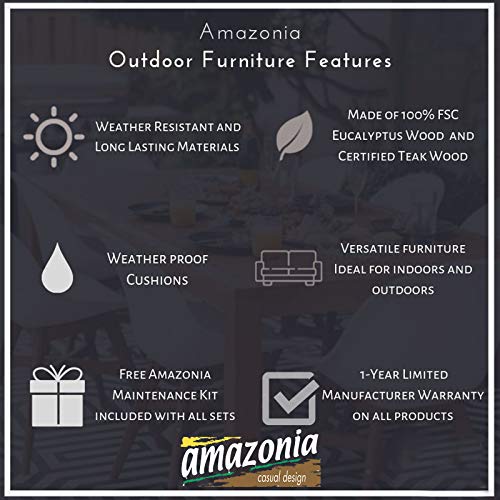 Amazonia Jefferson 13-Piece Patio Extendable Dining Table Set | Light Wicker Chairs | Ideal for Outdoors and Indoors, Brown-Teak Finish Amazonia