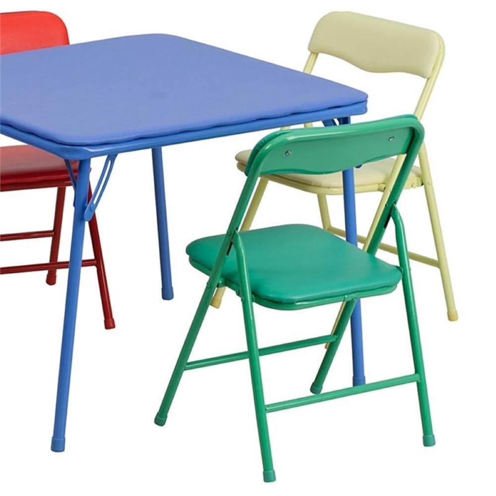 Flash Furniture Mindy Kids 5-Piece set Folding Square Table and Chairs Set for Daycare and Classrooms, Children's Activity Table and Chairs Set, Multicolor Flash Furniture