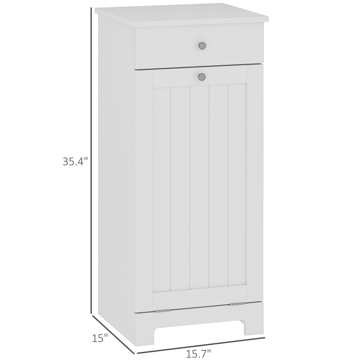 HOMCOM Laundry Hamper Cabinet with Removable Basket, Tilt Out Laundry Hamper Cabinet with Drawer and Beadboard Door, Laundry Cabinet Bathroom Storage Cabinet, White HOMCOM
