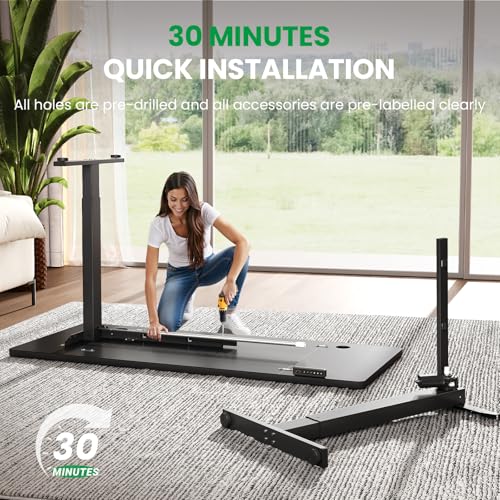 SIAGO Electric Standing Desk Adjustable - 48 x 24 Inch Sit Stand up Desk with Cable Management - 3 Memory Preset Adjustable Height Table SIAGO