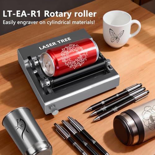 LASER TREE Rotary Roller for Laser Engraver, Y-axis Laser Engraver Attachment 360° Rotation, a Good Partner for Laser Engraving Machine LASER TREE