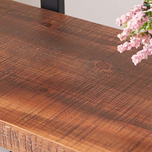 HSH Rustic 4-Tier Natural Wood Bookshelf with Industrial Metal Frame - Distressed Brown Etagere for Home and Office Storage HSH