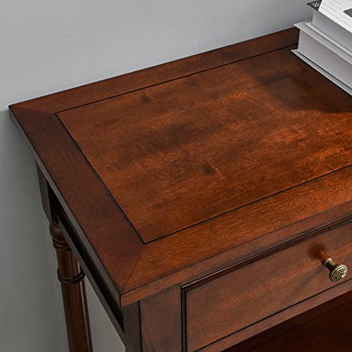 Entry Console Table with 2 Storage Drawers and Open Shelf, Traditional Console Table with Solid Wood leg, Foyer Tables for Entryway, Hallway, Blank Wall, 35.4”L x 13.8”W x 30.1”H, Cherry BrownSFZ004CR VERDANTREE