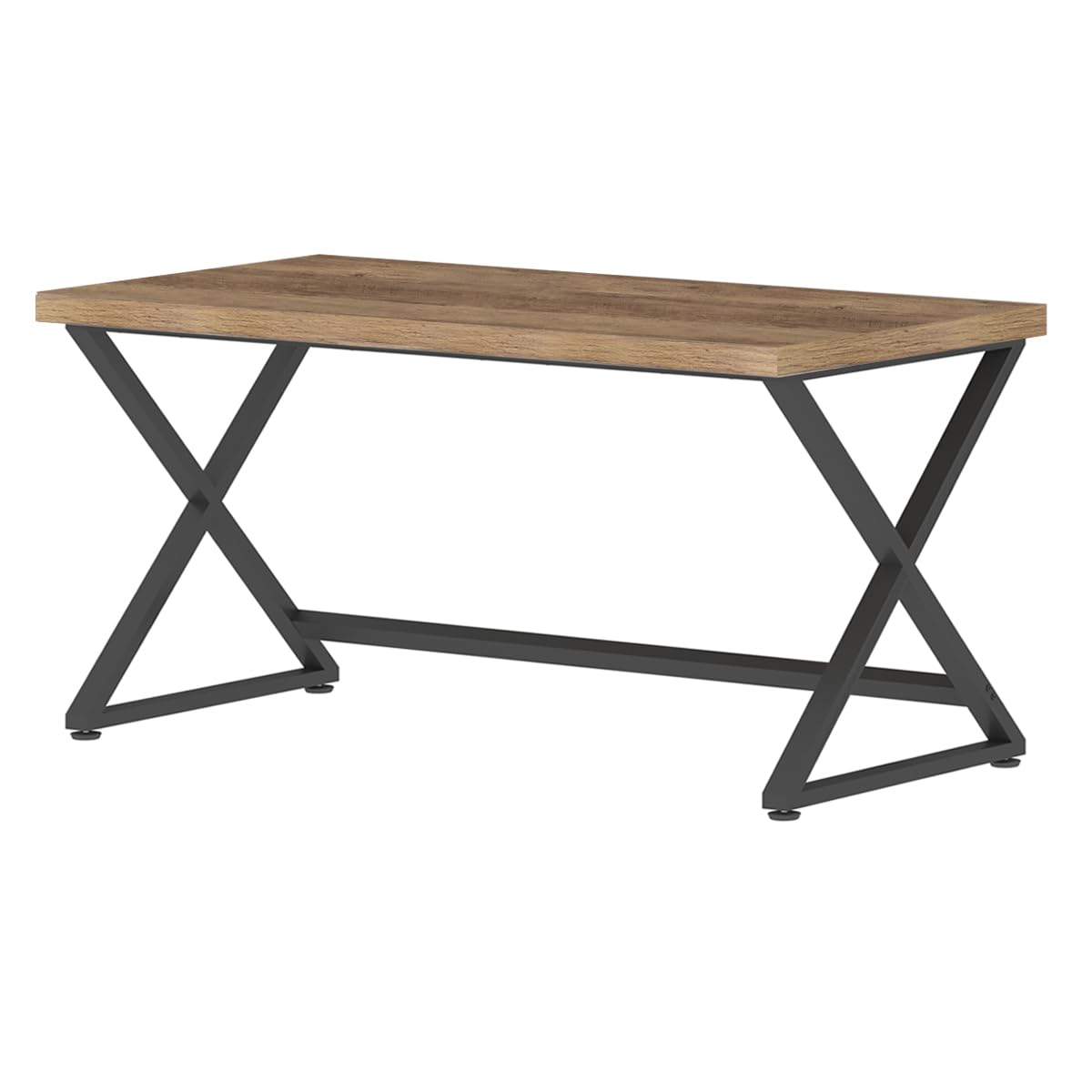 IBF Rustic Computer Desk, Modern Metal Home Office Desk, Farmhouse Work Study Writing Desk in Bedroom, Minimalist Wood Laptop Executive Workstation Computer PC Gaming Table, Rustic Oak, 55 in IBF