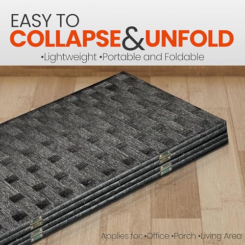 SereneLife 4-Panel Folding Room Divider, Woven Fiber Privacy Screen, Portable Partition for Room Separation, Lightweight Decorative Screen for Living Room, Office, Porch, and Dressing Area, 71” x 18” SereneLife