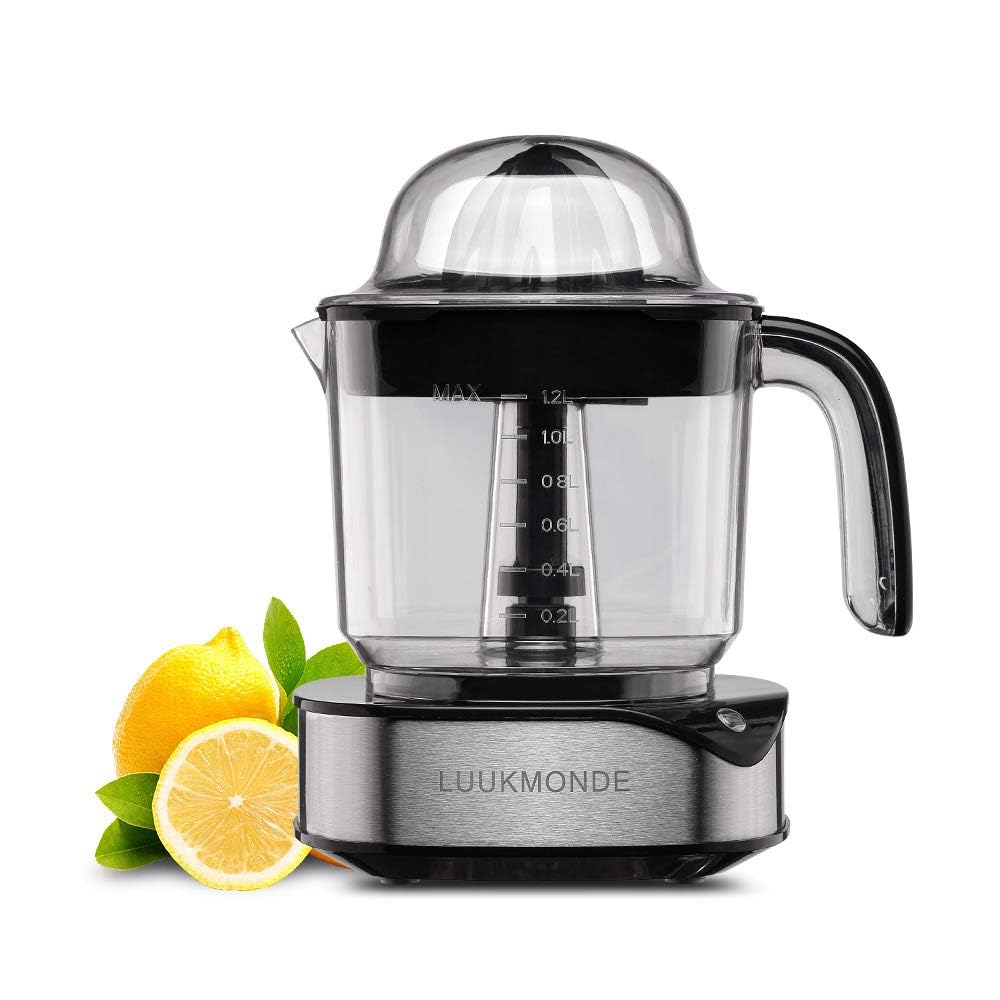 Luukmonde Electric Citrus Juicer 1.2L Large Volume, Orange Juicer with Powerful Motor and LED Working Lamp, Electric Lemon Squeezer for Orange Lemon Lime Grapefruit, Black LUUKMONDE