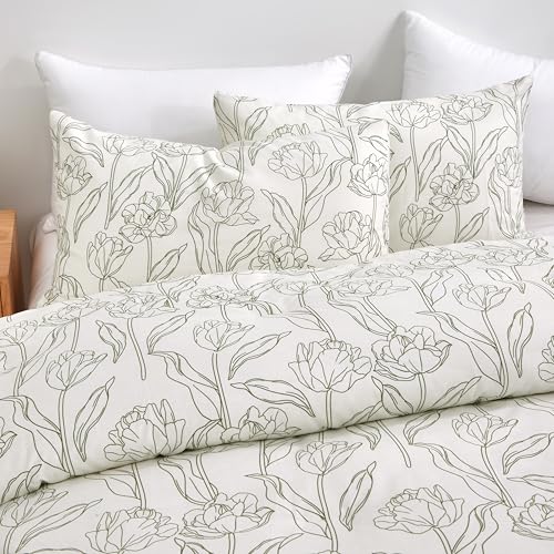 Arianaut Cotton Printed Comforter Set – Soft & Breathable Bedding Quilt Set with Microfiber Fill – Includes 1 Comforter & 2 Pillowcases – Lightweight & All-Season (White Printed, Queen) Arianaut