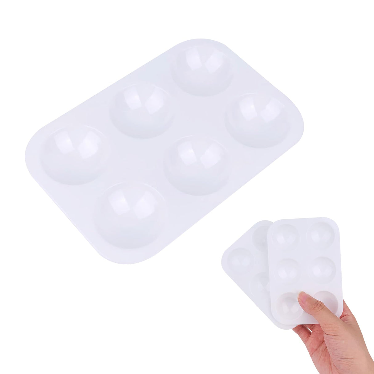 LNAUJS 1 Pack Paint Tray Palette, White, 6 Well Rectangular Plastic Palette for Oil, Watercolor Paint LNAUJS