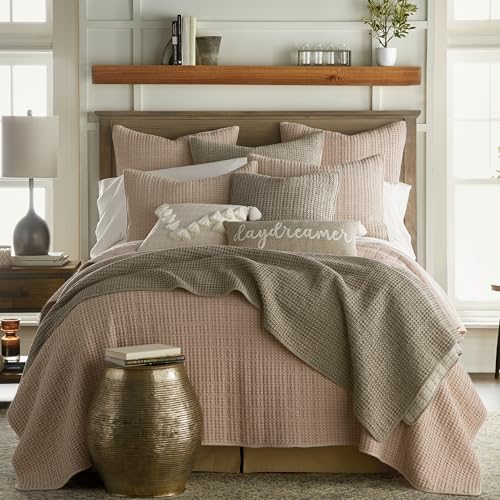 Levtex Home Mills Waffle Full/Queen Quilt Set (88x92in) with 2 Pillow Shams (26x20in) - Taupe - Cotton Waffle Full/Queen Size Quilt Bedding Set - Lightweight, Soft, Pre-Washed Levtex Home