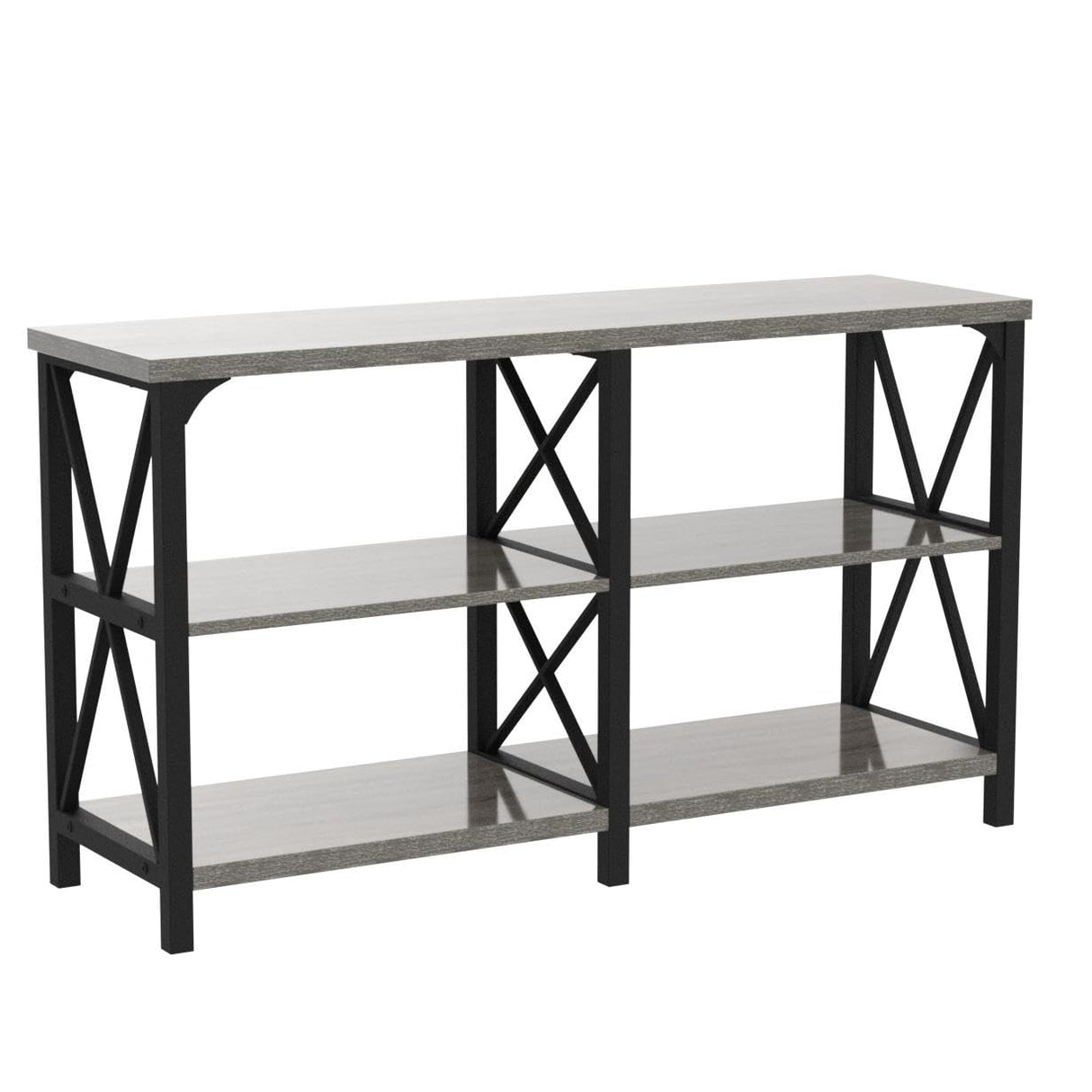 LVB Rustic Sofa Table, Farmhouse Console Table for Living Room, Hallway entryway Table with Storage, Entry Table for Foyer, Light Grey Oak, 55 Inch LVB