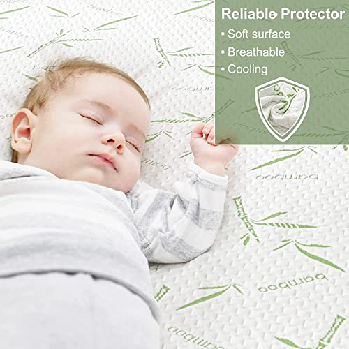 Full Size Mattress Protector Waterproof Mattress Pad Washable Bamboo Rayon Mattress Cover Breathable Noiseless Bed Protector 5" - 21'' Elastic Fitted Deep Pocket Softhour