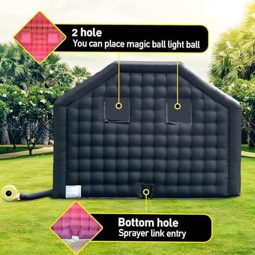 WARSUN 16.5x13x11.5Ft Small Inflatable Nightclub with Blower Black Inflatable Night Club Party Tent for Birthday Wedding Raves Dance Floor Yard Party Rental Business WARSUN