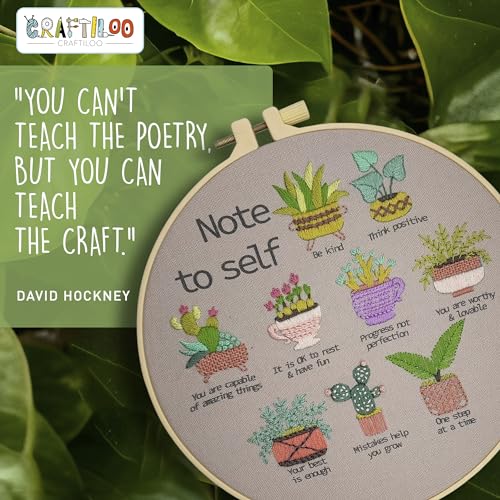 CRAFTILOO Embroidery Kits for Adults Hand Embroidery kit for Beginners with Stamped Embroidery Patterns Starter Embroidery Kit. Needlepoint kit Cross Stitch kit for Teens& Adults Cactus