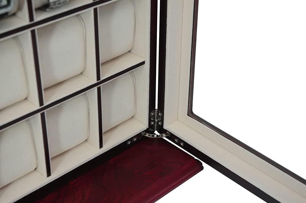 TimelyBuys 30 Piece Cherry Wood Watch Display Wall Hanging Case and Storage Organizer Box and Stand Father's Day TimelyBuys