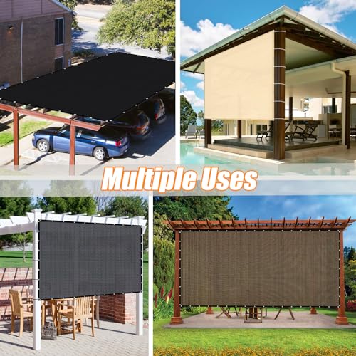 KANAGAWA 90% Sun Shade Cloth 12'X 20' Outdoor Pergola Shade Cover Canopy with Grommets UV Block Privacy Screen for Patio, Backyards, Outdoor, Carport, Garden, Black KANAGAWA