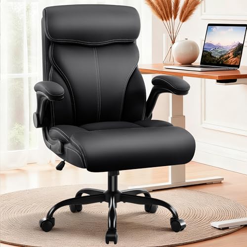 AreShark Office Chair - Executive High Back Breathable Comfy Desk Chair with Lumbar Support - Ergonomic Leather Rolling Swivel Computer Chair with Rock Function for Working Studying Gaming Relaxing AreShark