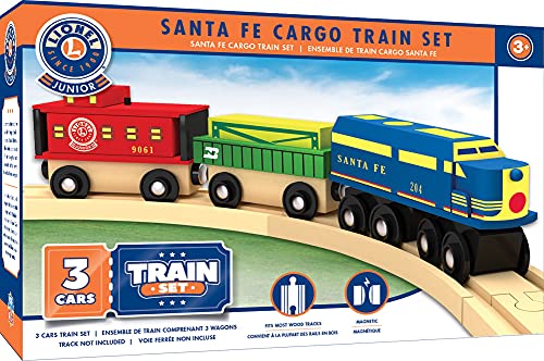 MasterPieces Wood Train Sets - Lionel Santa Fe Cargo 3 Piece Train Set - Officially Licensed Toddler & Kids Toy Masterpieces