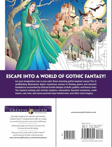 Creative Haven Gothic Fantasy Coloring Book; Skulls, Spiders, Graves, Bats, Cats, Ravens and Other Creepy Images to Color! (Adult Coloring Books: Fantasy) WoodArtSupply