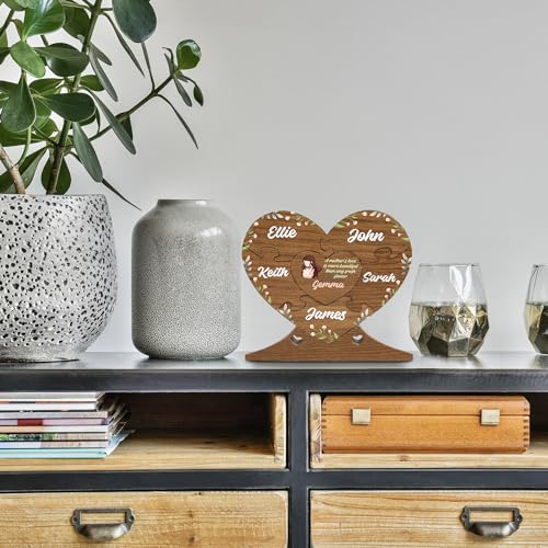 6" Personalized Wooden Heart Puzzle Made of Solid Oak, Custom Wooden Family Puzzle with Names (Design 1) Basic Fundamentals