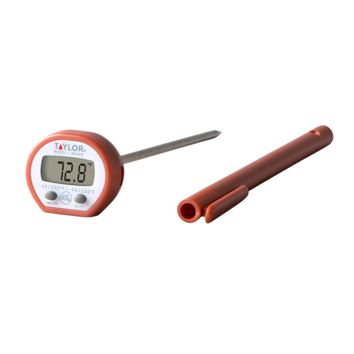 Taylor Instant Read Digital Meat Food Grill BBQ Cooking Kitchen Thermometer, Comes with Pocket Sleeve Clip, Red Taylor