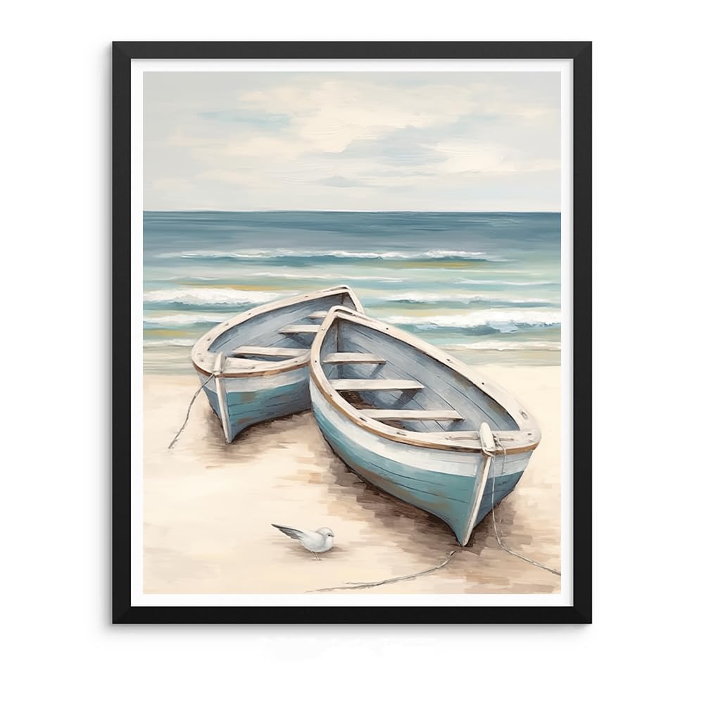 Natuyalo Paint by Numbers for Adults Beginner, Boat on The Beach Acrylic Easy Paint by Numbers Kits Craft Kits for Adults Suitable for Home Wall Decoration Flameless 16x20 Inch Natuyalo