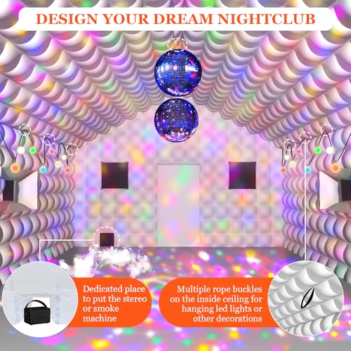 WUHUWOO Inflatable Nightclub 20x16.8x12 Ft, Large White Inflatable Party Club Tent for Adults Birthday Backyard Wedding Rental, 2 Doors and Logo Area WUHUWOO