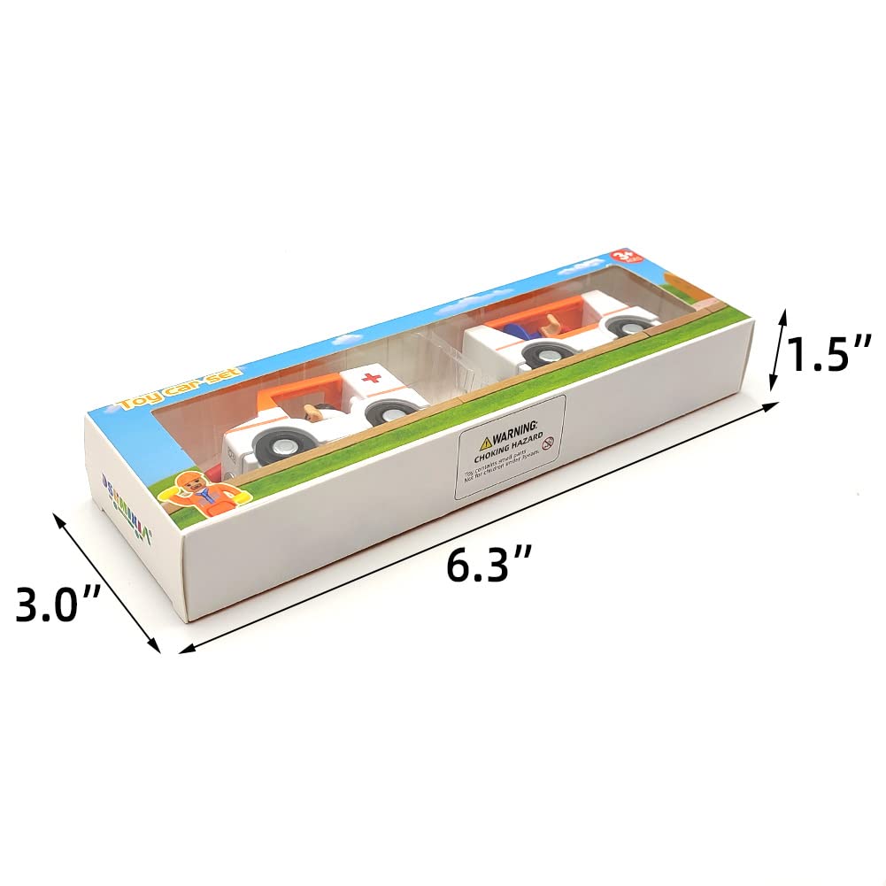Magnetic Trains Cars Playset Wooden Train Track Accessories Station Wagon Train Set for Toddlers 3-5 Wooden Train Sets for Boys Girls Ages 3-4-7 (Ambulance B (with Light and Sound)) DSHMIXIA