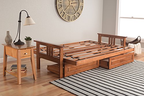 Kodiak Furniture Monterey Futon Set with Storage Drawers, with Barbados Base and Linen Charcoal Mattress Kodiak Furniture