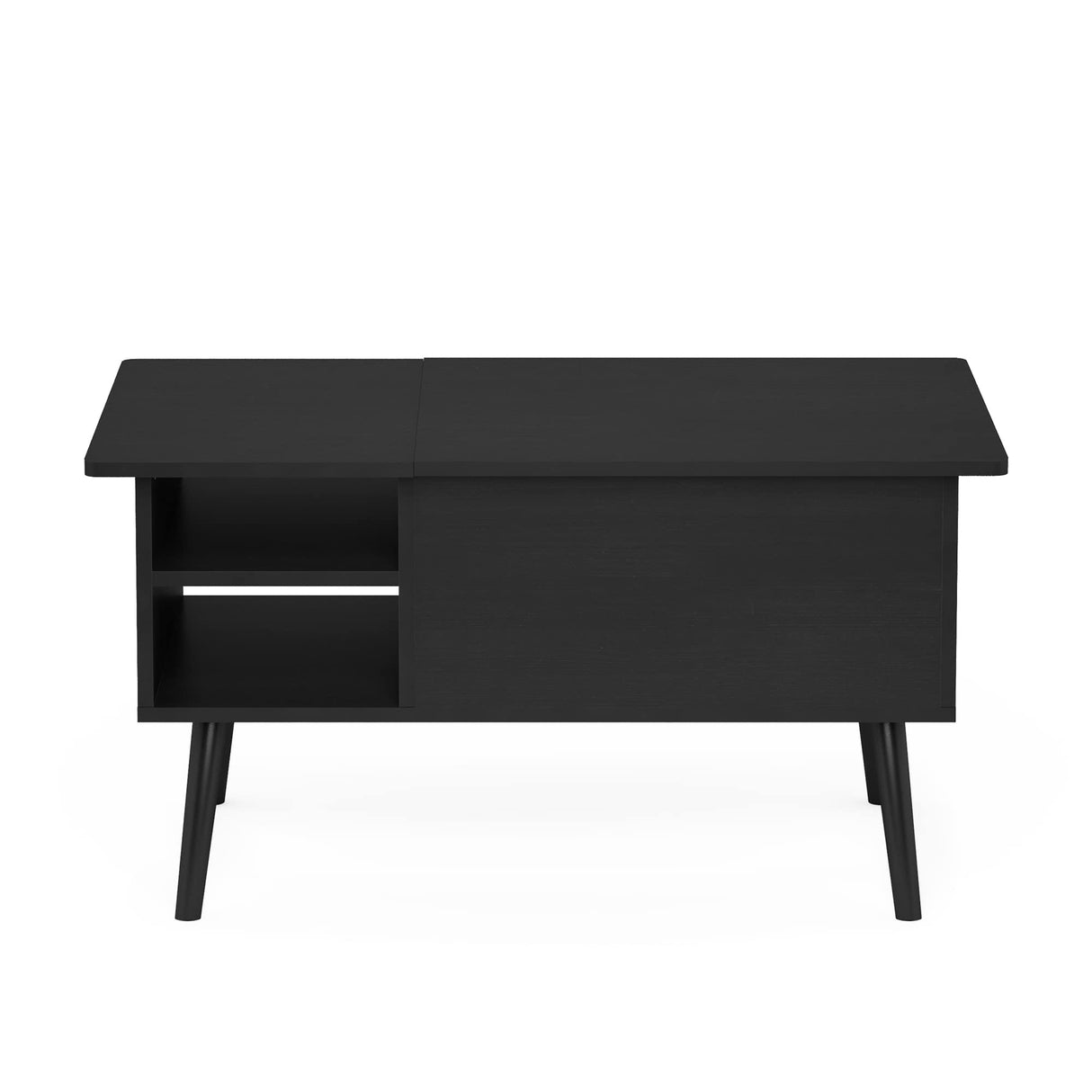 Furinno Jensen Living Room Wooden Leg Lift Top Coffee Table With Hidden Compartment and Side Open Storage Shelf, Americano Furinno