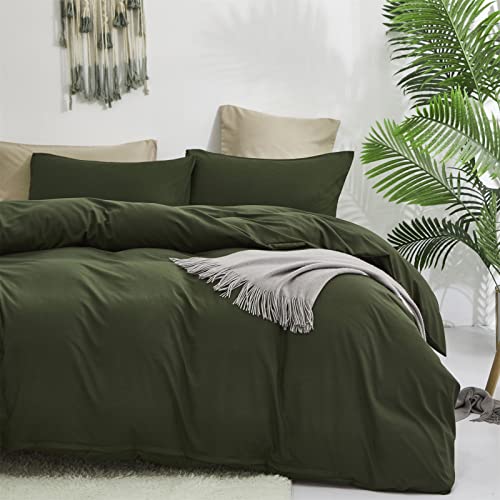 Luxlovery Army Green Comforter Set King Green Bedding Comforter Olive Blanket Quilts Minimalist Army Bedding Set Soft Breathable Blanket Quilts Comforter for King Bed Luxlovery
